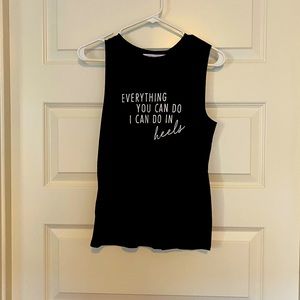 BCBGeneration Tank Top Size S ‘Everything You Can Do I Can Do In Heels’ New